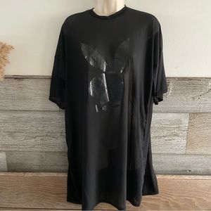 Playboy x Missguided sheer tunic top/dress w/ playboy bunny graphic size 4 (F1)